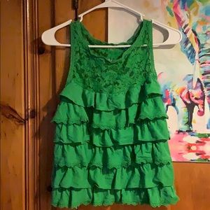 Green Ruffled Tanktop